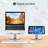 Silver 360 Degree Rotating Aluminum Laptop Stand - Low Angle