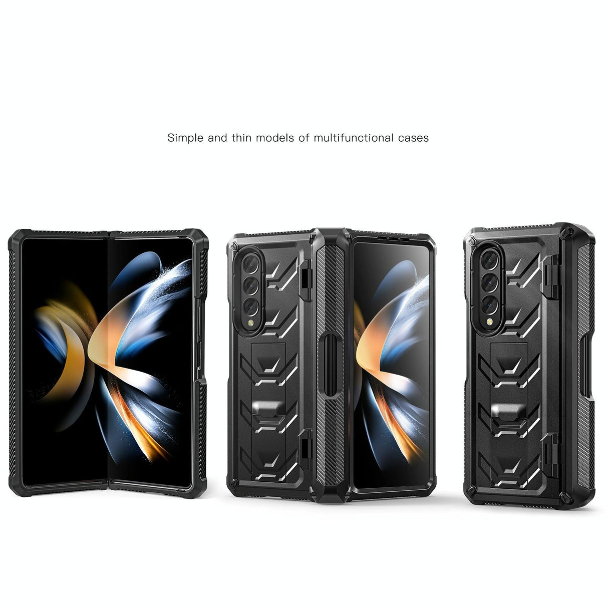 For Samsung Galaxy Z Fold4 5G Foldable Shockproof Phone Case - Black