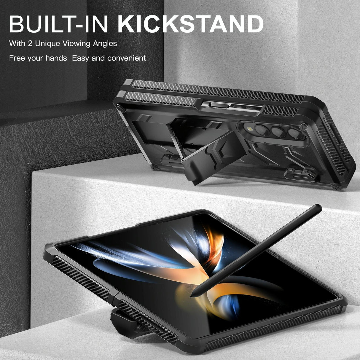 For Samsung Galaxy Z Fold4 5G Foldable Shockproof Phone Case - Black