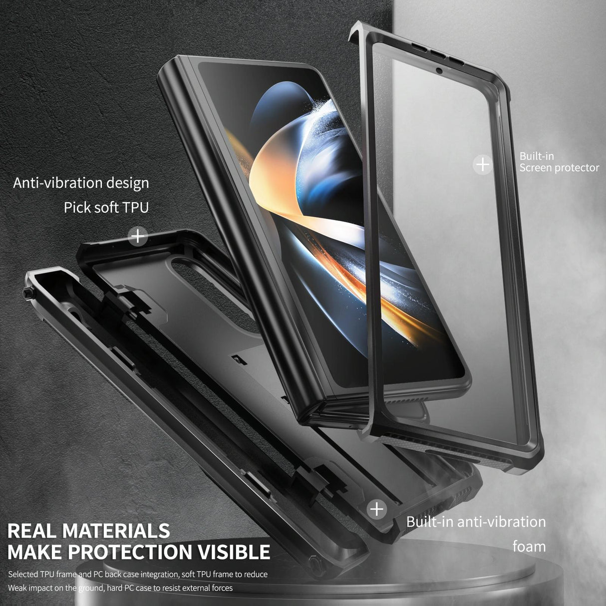 For Samsung Galaxy Z Fold4 5G Foldable Shockproof Phone Case - Black
