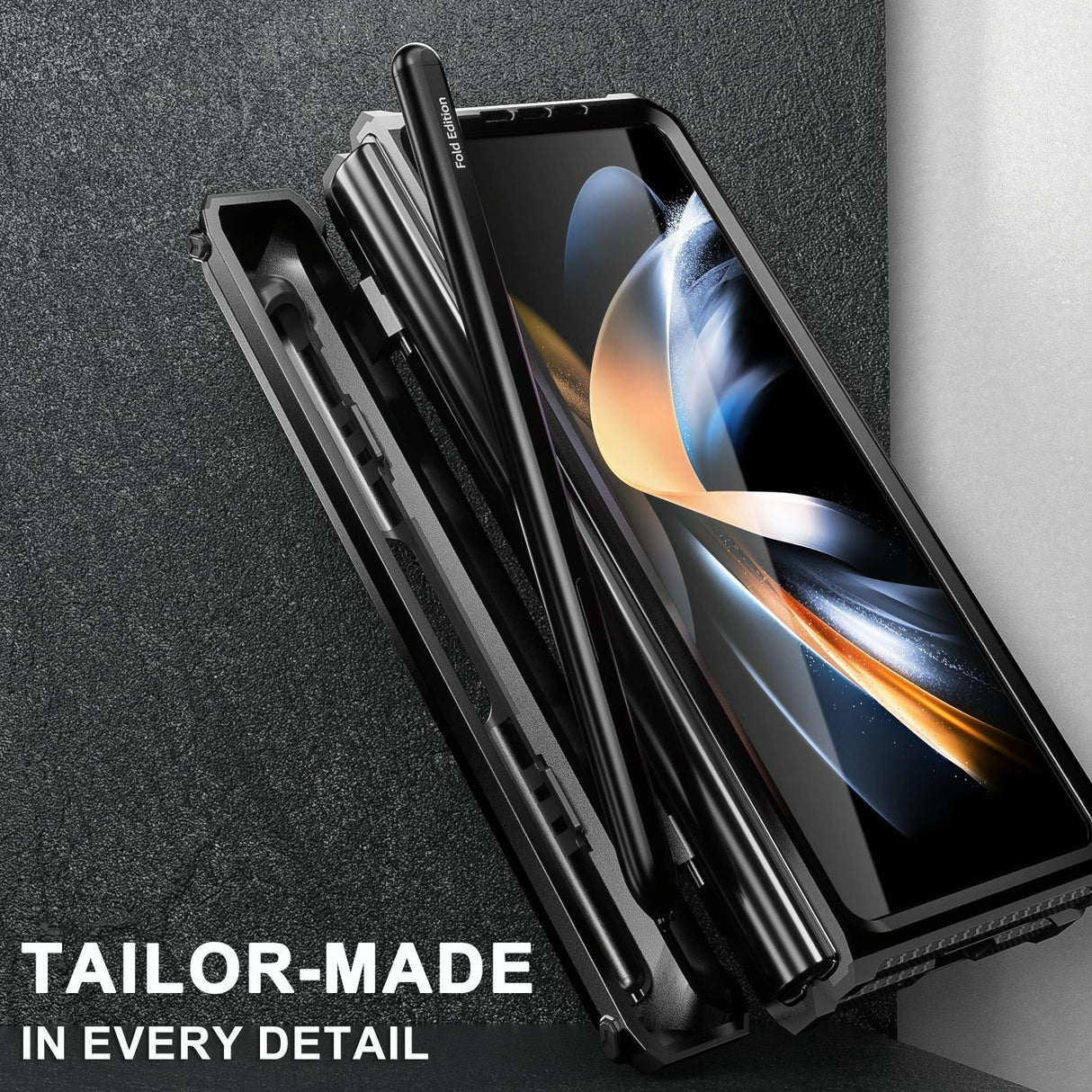 For Samsung Galaxy Z Fold4 5G Foldable Shockproof Phone Case - Black