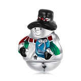 925 Sterling Silver Snowman Beaded Bracelet - Front View