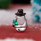 925 Sterling Silver Snowman Beaded Bracelet - Top-Down View
