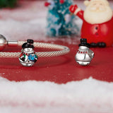 925 Sterling Silver Snowman Beaded Bracelet - 45-Degree Angle