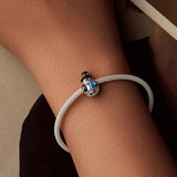 925 Sterling Silver Snowman Beaded Bracelet - Close-Up Angle