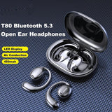 Black T80 Sport Tws Bluetooth Earbuds with Air Conduction - Side View