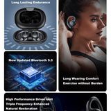 Black T80 Sport Tws Bluetooth Earbuds with Air Conduction - Top-Down View