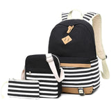 Printed Canvas Backpack Set - 3 Pieces - Green