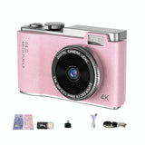 Retro Kids Camera With Dual-Lens 4K Hd Ccd - 2.4 Inch - White - Low Angle