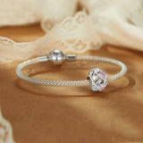 925 Sterling Silver Platinum Plated Sweet Bow Diy Beads - 45-Degree Angle