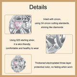 925 Sterling Silver Platinum Plated Sweet Bow Diy Beads - Rear View