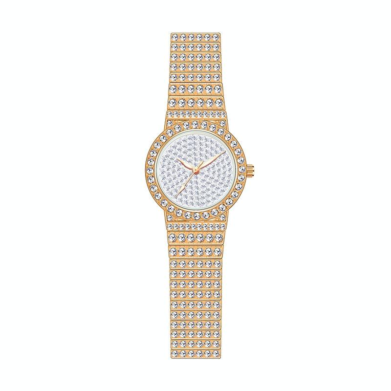 Starry Diamond Chain Women Wrist Watch - Rose Gold Diamonds Surface