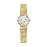 Starry Diamond Chain Women Wrist Watch - Rose Gold Diamonds Surface - Front View