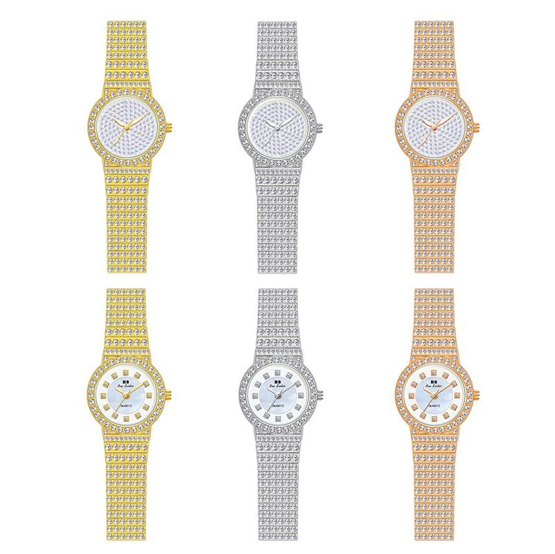 Starry Diamond Chain Women Wrist Watch - Rose Gold Diamonds Surface