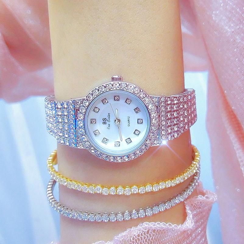 Starry Diamond Chain Women Wrist Watch - Rose Gold Diamonds Surface