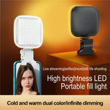 Portable Mini Clip-on Led Fill Light for Video Conferencing and Live Streaming - Black - Side View