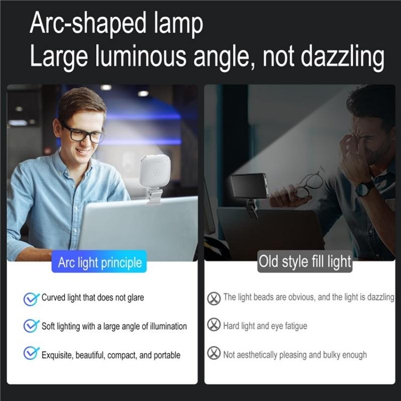 Portable Mini Clip-on Led Fill Light for Video Conferencing and Live Streaming - Black