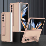 For Samsung Galaxy Z Fold4 5G Leather Case With Stand - Ultra Thin - Cross Texture
