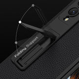 For Samsung Galaxy Z Fold4 5G Leather Case With Stand - Ultra Thin - Cross Texture - Rear View