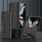 For Samsung Galaxy Z Fold4 5G Leather Case With Stand - Ultra Thin - Cross Texture - Low Angle