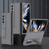 For Samsung Galaxy Z Fold4 5G Leather Case With Stand - Ultra Thin - Cross Texture
