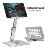 Portable Telescopic Desktop Phone Stand - Foldable & Rotating - Silver
