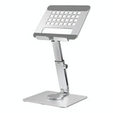 Portable Telescopic Desktop Phone Stand - Foldable & Rotating - Silver - Low Angle