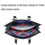 Large-capacity Leather Laptop Messenger Briefcase in Black - 45-Degree Angle