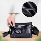 Men Brown Leather Shoulder Bag - Cool Black - 45-Degree Angle