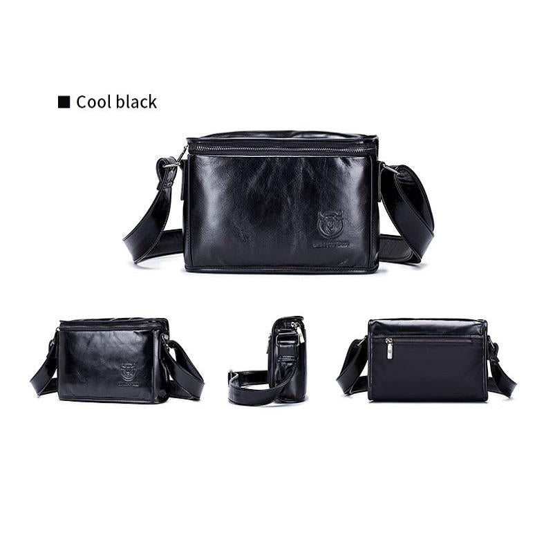 Men Brown Leather Shoulder Bag - Cool Black
