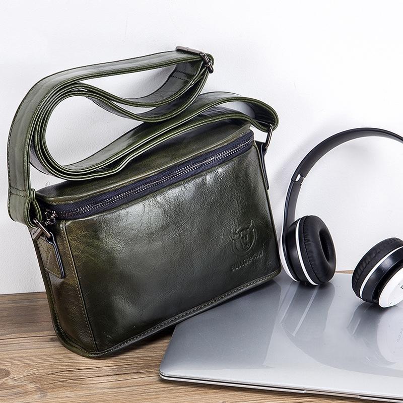 Men Brown Leather Shoulder Bag - Cool Black