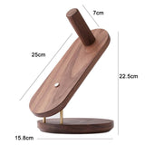 Black Walnut Hair Dryer Storage Bracket - Solid Wood - Top-Down View
