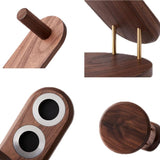 Black Walnut Hair Dryer Storage Bracket - Solid Wood - 45-Degree Angle