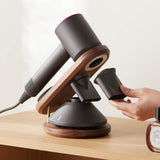 Black Walnut Hair Dryer Storage Bracket - Solid Wood - Close-Up Angle
