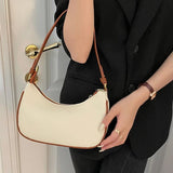 Stylish Crescent Shoulder Bag For Women - Beige With Brown