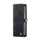 For Samsung Galaxy Z Fold4 5G Vintage Rfid Leather Phone Case - Wine Red