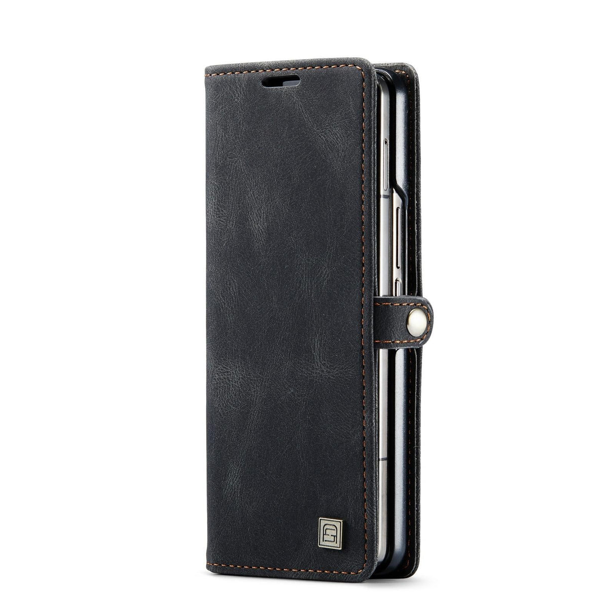 For Samsung Galaxy Z Fold4 5G Vintage Rfid Leather Phone Case - Wine Red
