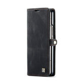 For Samsung Galaxy Z Fold4 5G Vintage Rfid Leather Phone Case - Wine Red - Side View