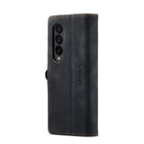 For Samsung Galaxy Z Fold4 5G Vintage Rfid Leather Phone Case - Wine Red