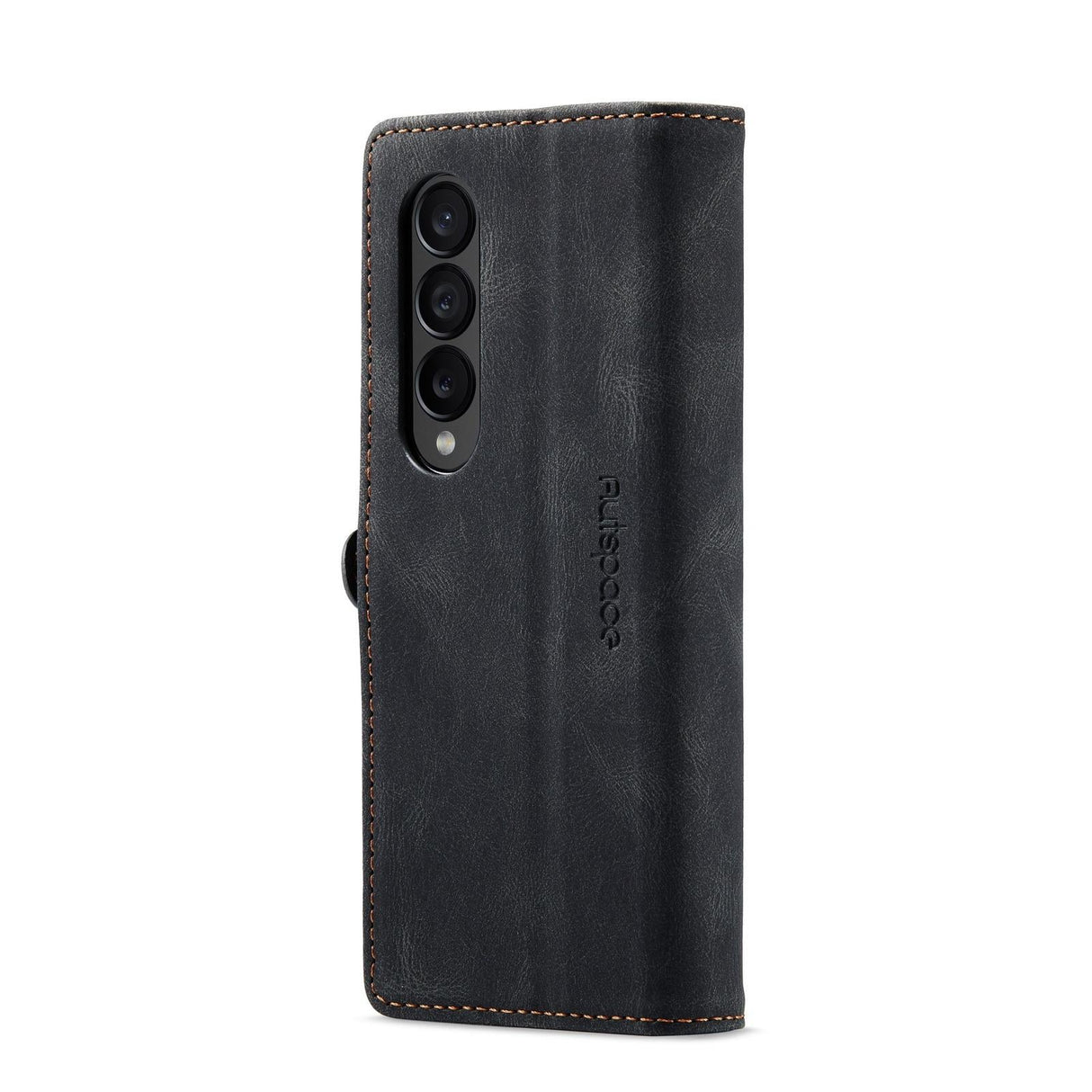 For Samsung Galaxy Z Fold4 5G Vintage Rfid Leather Phone Case - Wine Red