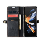 For Samsung Galaxy Z Fold4 5G Vintage Rfid Leather Phone Case - Wine Red - 45-Degree Angle