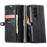 For Samsung Galaxy Z Fold4 5G Vintage Rfid Leather Phone Case - Wine Red - Close-Up Angle