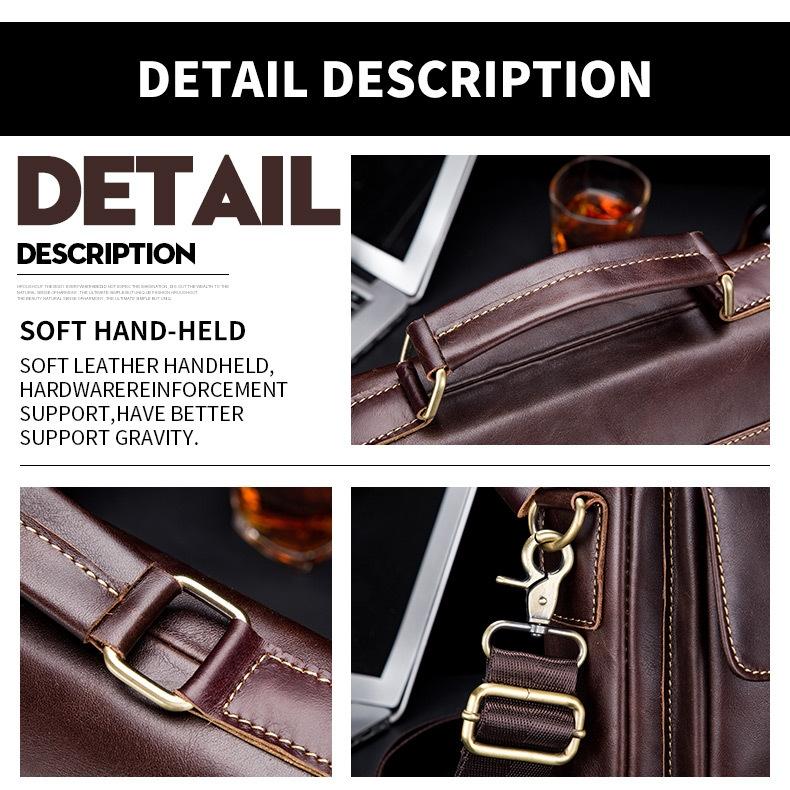 Retro Leather Men Shoulder Bag First Layer Cowhide - Brown