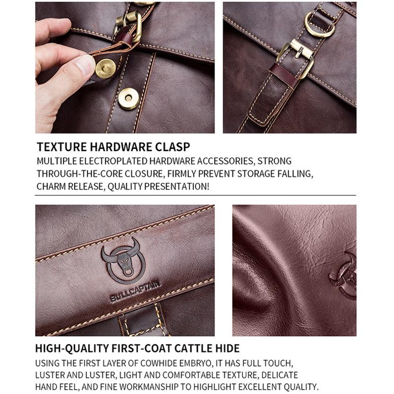 Retro Leather Men Shoulder Bag First Layer Cowhide - Brown