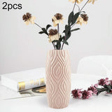 2-piece Plastic Vase Set for Creative Flower Arrangements Wet and Dry Decor - Pink - Front View