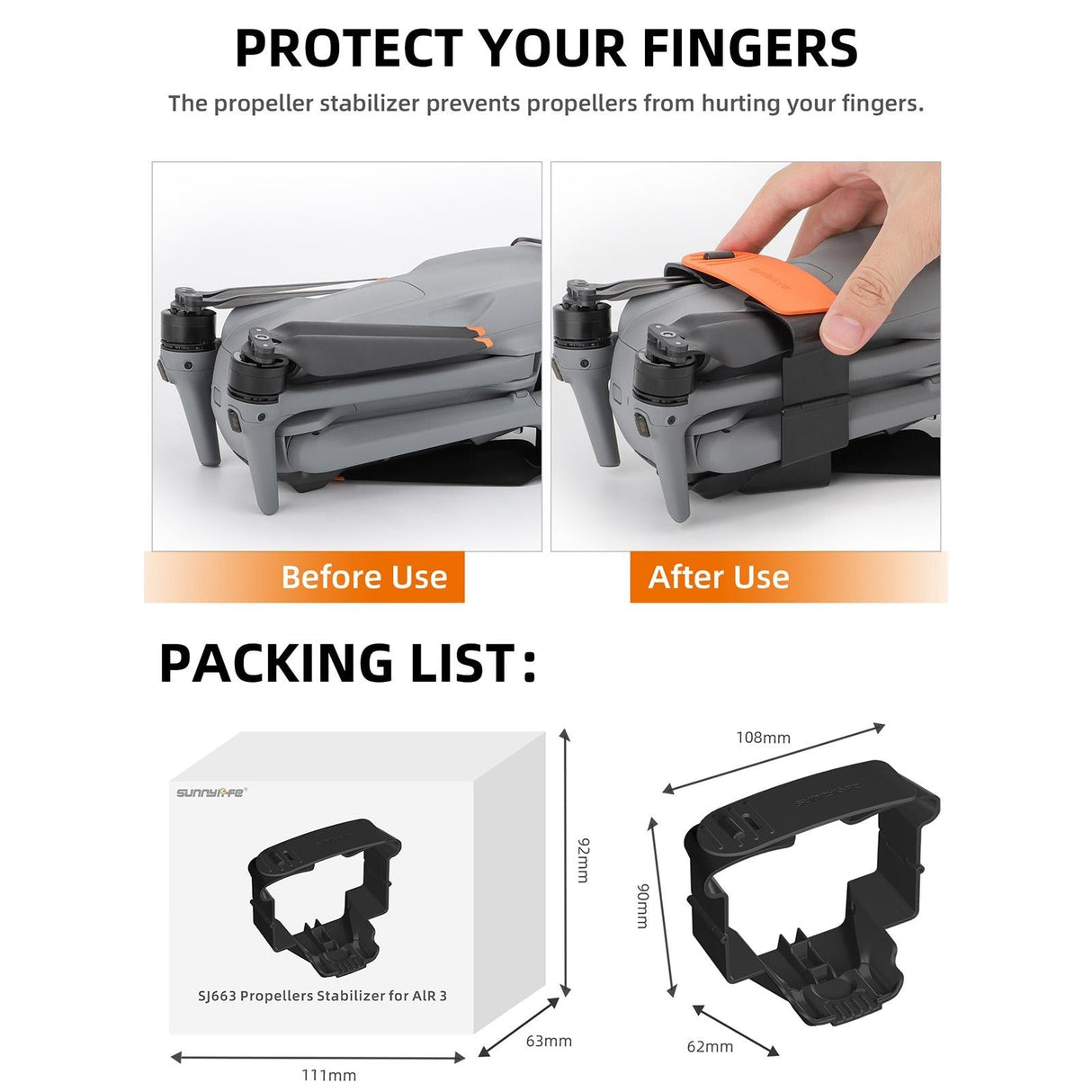 Fixed Propeller Guard for Dji Air 3 - Blade Holder - Orange
