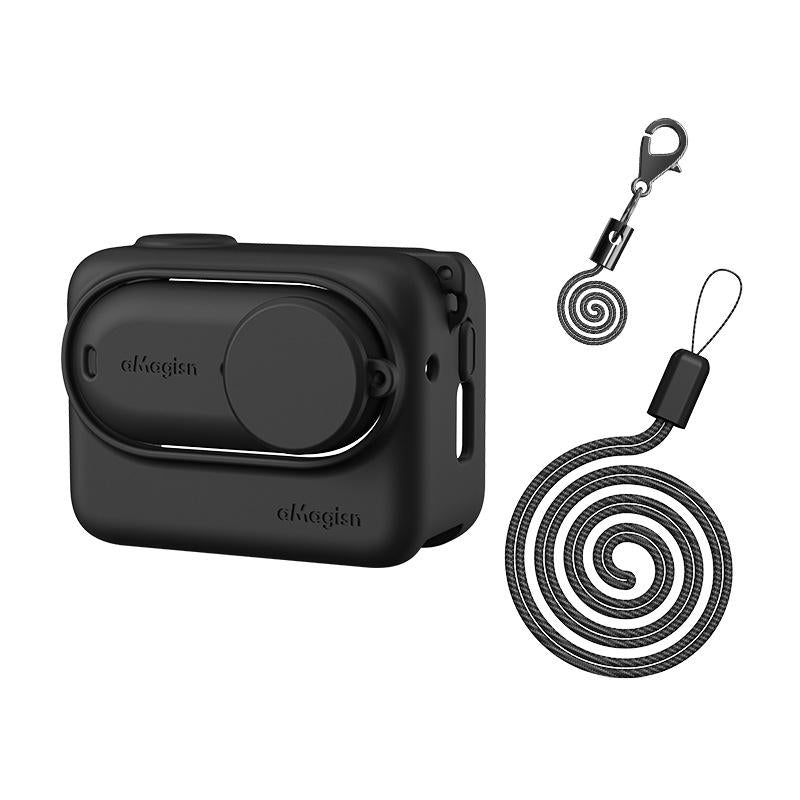 Amagisn Silicone Body Cover for Insta360 Go 3 with Lanyard - Black