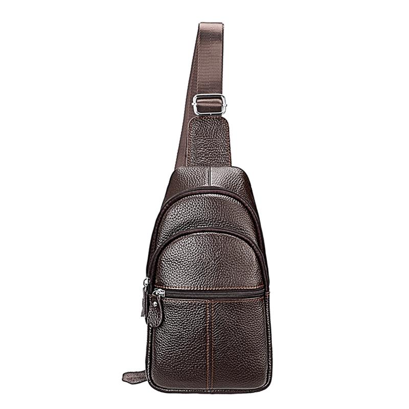 Stylish Genuine Leather Crossbody Chest Bag For Men And Women Functional And Versatile Design - Coffee