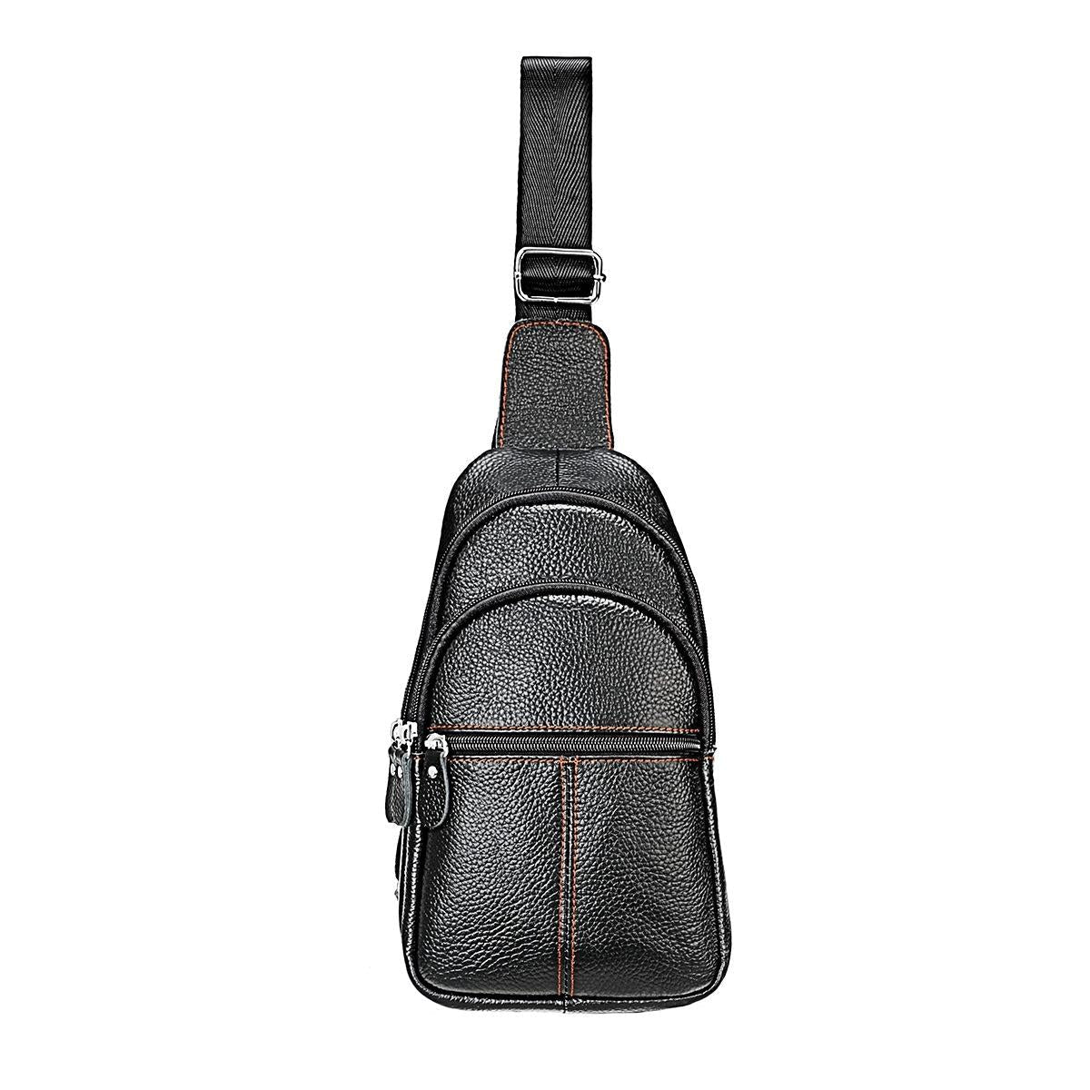 Stylish Genuine Leather Crossbody Chest Bag For Men And Women Functional And Versatile Design - Coffee