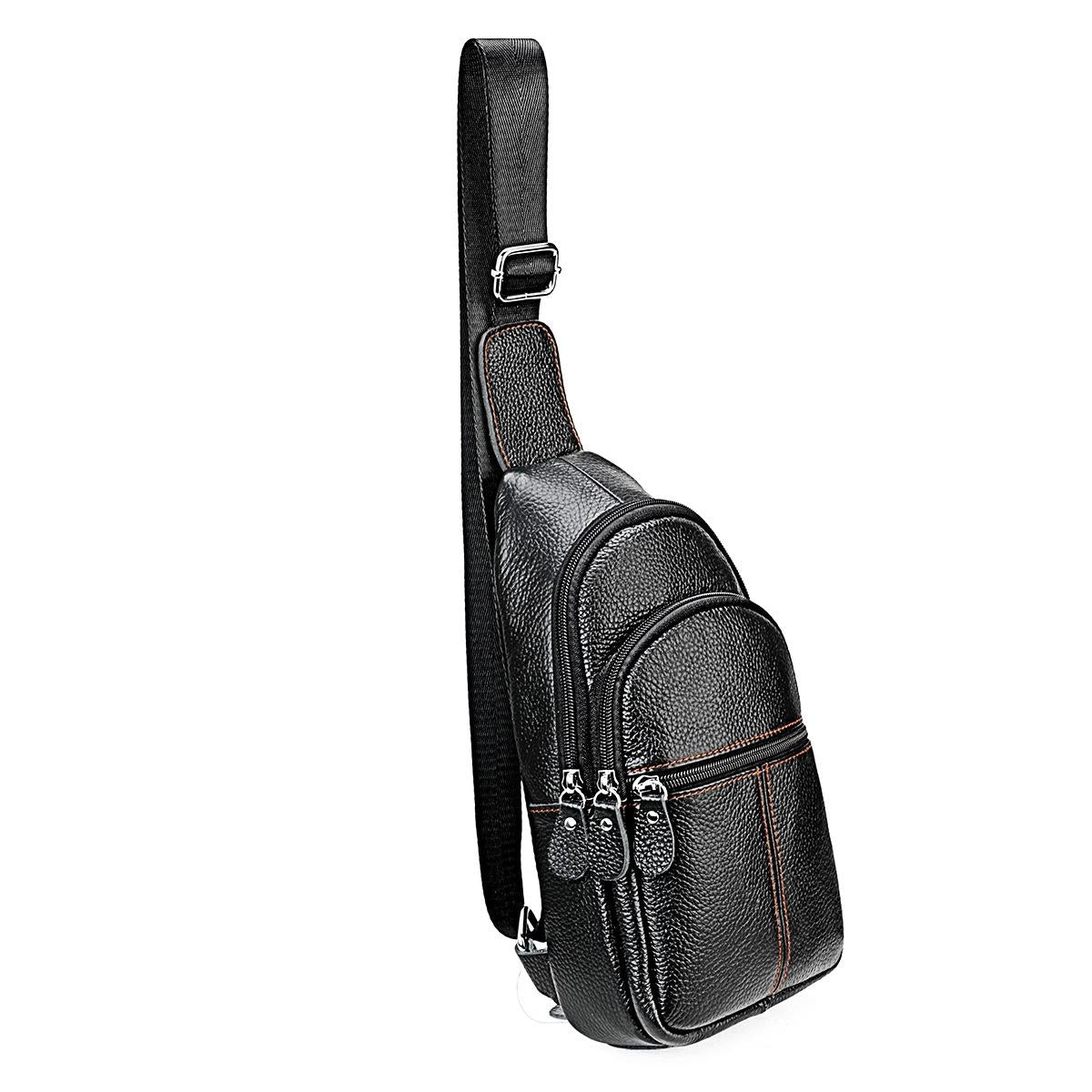 Stylish Genuine Leather Crossbody Chest Bag For Men And Women Functional And Versatile Design - Coffee